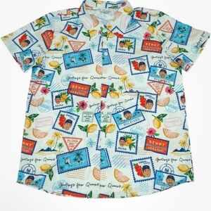 NY  Mets Hawaiian Colorful Postcard Print Shirt